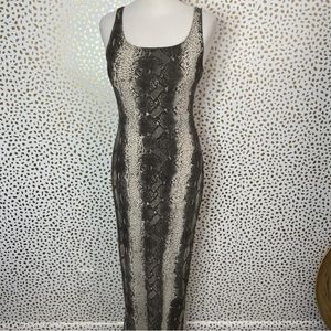 Vintage Gray Python Stretchy Bodycon Tank Dress